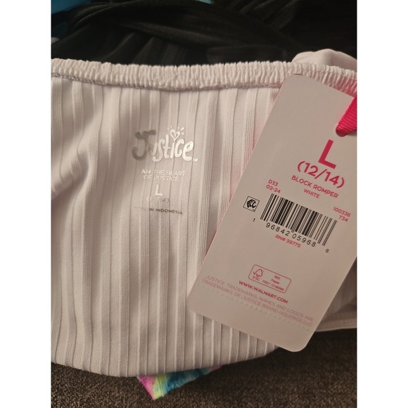 NWT Justice Girls Cold Shoulder Ruffle Rompers - Boho Tribal Print & Classic B/W - Picture 6 of 12